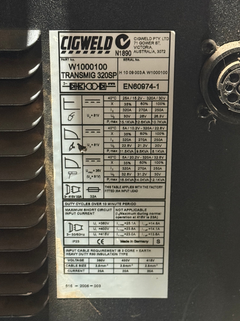 Cigweld 320SP Synergic Pulse MIG Welder